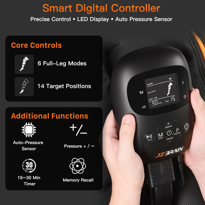 JZBRAIN Cordless Leg Compression Massager for Circulation : Sequential Compression Boots for Massage Therapy & Fast Recovery - 8 Intensity, 6 Modes, 14 Positions for Athletes & Gym, FSA-HSA (Medium)