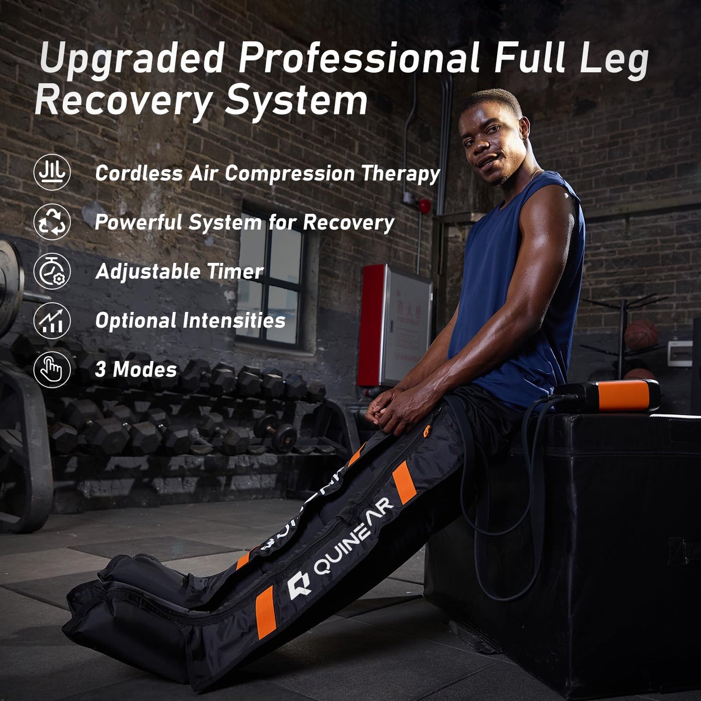 QUINEAR Professional Leg Recovery System, Cordless Air Compression Boots with Sequential Compression, Leg and Foot Massager, Fast Recovery Therapy for Athletes, FSA-HSA Eligible (Medium)