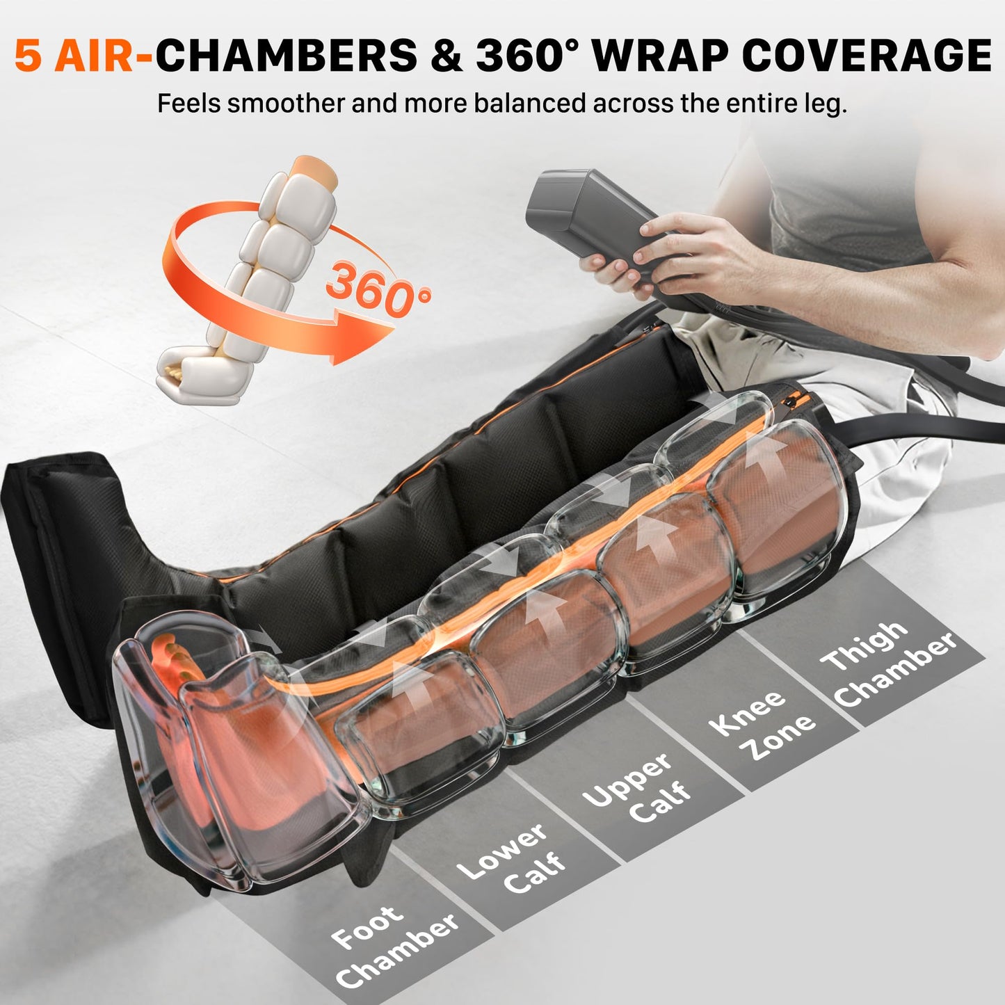 JZBRAIN Air Compression Leg Recovery Boots : Sequential Full Leg Compression Massager System for Muscle Relaxation & Relief - 11 Intensity 6 Modes 3 Heat for Athletes & Gym (Medium)