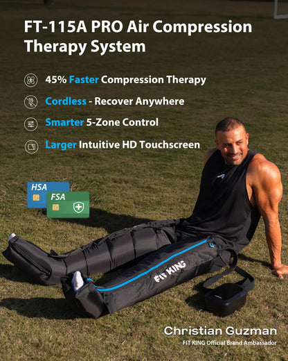 FIT KING Upgraded Leg Massager Recovery Boots, Professional Air Compression Recovery System for Circulation & Athlete-Level Fast Recovery, Cordless Rechargeable Compression Boots (Medium)