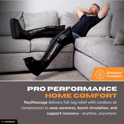 NEUMASSAGE Professional Leg Compression Massager Recovery System | Cordless Rechargeable Air Recovery Boots with Sequential Compression | Fast Recovery & Improved Circulation [Medium, Black]