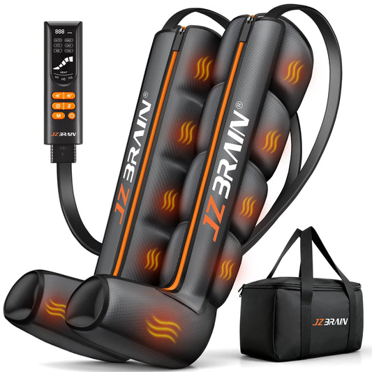 JZBRAIN Air Compression Leg Recovery Boots : Sequential Full Leg Compression Massager System for Muscle Relaxation & Relief - 11 Intensity 6 Modes 3 Heat for Athletes & Gym (Large)