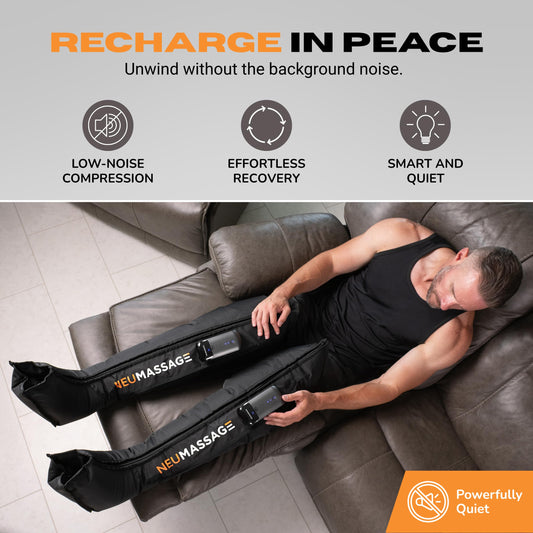 NEUMASSAGE Professional Leg Compression Massager Recovery System | Cordless Rechargeable Air Recovery Boots with Sequential Compression | Fast Recovery & Improved Circulation [Medium, Black]