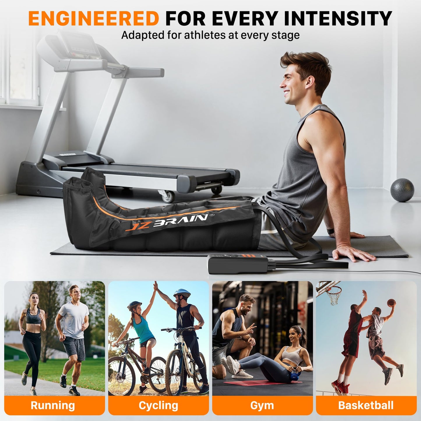 JZBRAIN Air Compression Leg Recovery Boots : Sequential Full Leg Compression Massager System for Muscle Relaxation & Relief - 11 Intensity 6 Modes 3 Heat for Athletes & Gym (Medium)